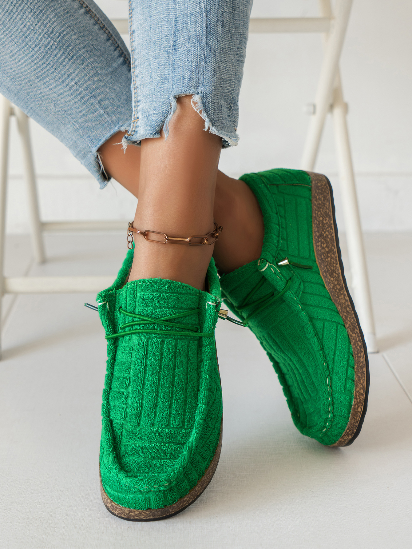 2024 plus size women's flat bottom elastic sleeve, foot pedal, lazy shoes, casual single shoes_voghion.com