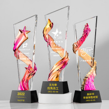 新款水晶树脂奖杯创意结合树脂五角星奖杯年会优秀员工周年纪念品