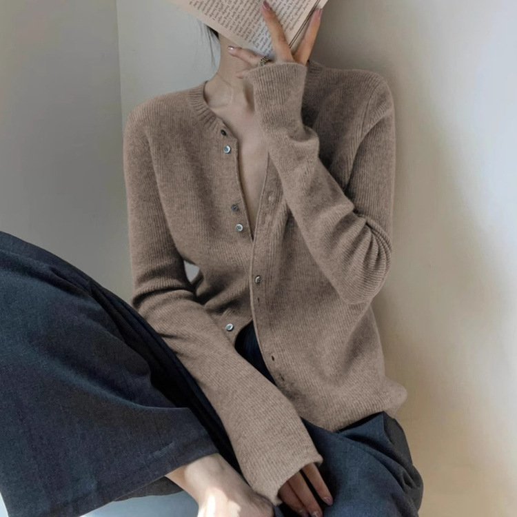 蓝色针织开衫外套女秋季新款别致绝美内搭打底毛衣欧货感上衣2025|undefined