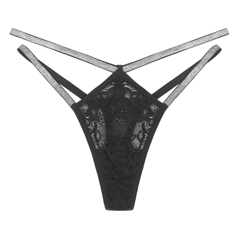 Low-Waist Lace Panties, Breathable Mesh, Hollow-Out Thin Straps, Seamless Thongs, Pure Cotton Crotch, Quick-Dry