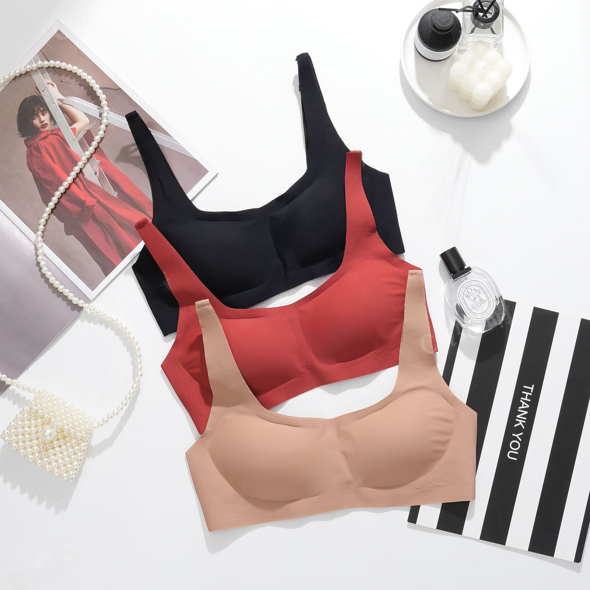 Cross-border Southeast Asia wholesale small square collar METWOS women's seamless wireless small chest push up vest bra thin_voghion.com