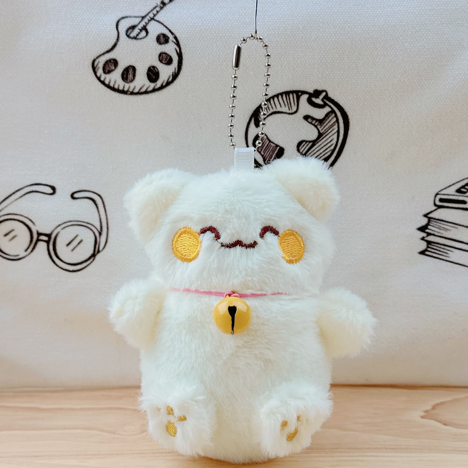 Caricatura campana gatos peluche muñeca llavero colgante lindo lindo lindo gatos bolsos colgantes muñeca máquina