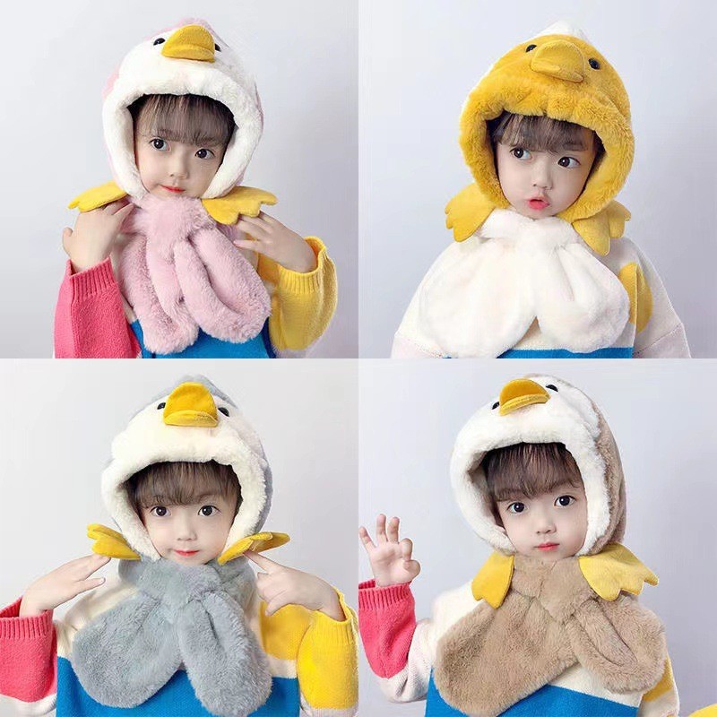 children Hat winter baby keep warm Windbreak Ear Hat scarf one men and women Plush thickening