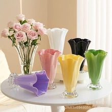 花瓶轻奢高级感羽毛球玻璃法式ins装饰落地客厅鲜花插花餐桌摆件