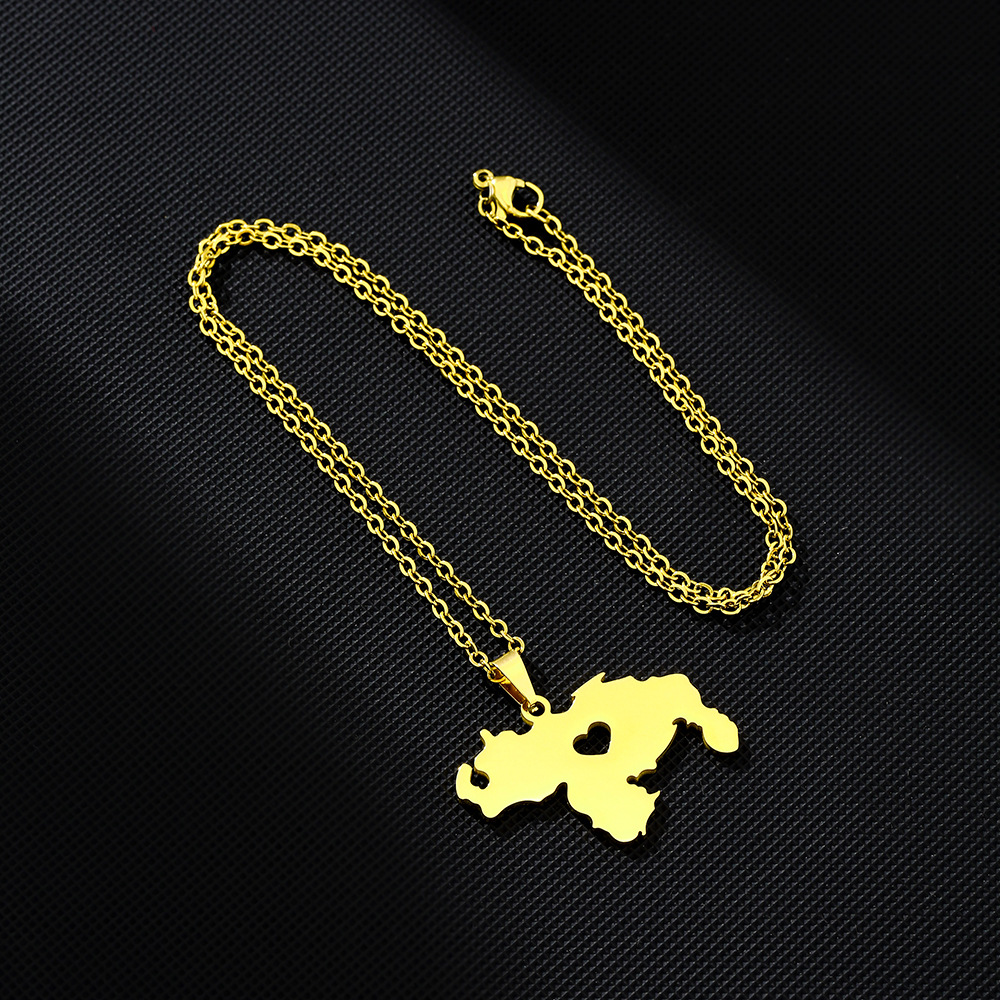 Unisex Gender Simple Style Map Customization Laser Engraving Titanium Steel Unisex Pendant Necklace Men Pendant Necklaces