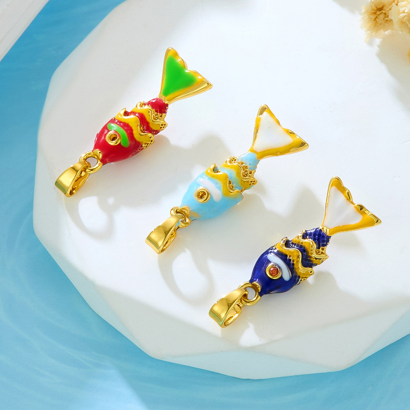 銅メッキ色保持ラッキーフィッシュ鯉多用途ペンダント diy 手作りペンダントネックレスブレスレットペンダント卸売|undefined