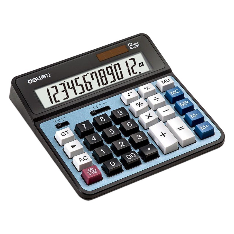 Deli 2137 Calculadora de escritorio de contabilidad solar de doble banco de energía de 12 bits de la computadora
