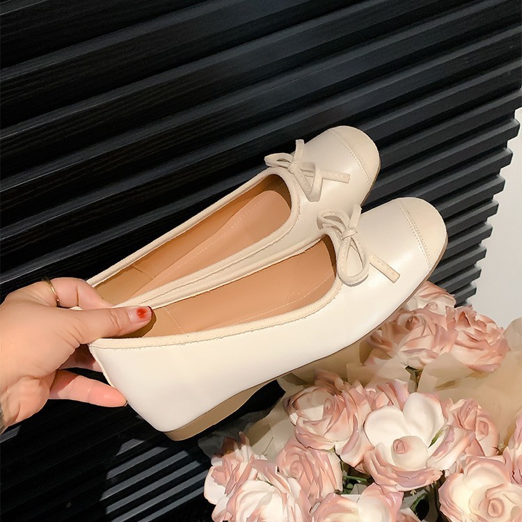 Invisible Mary Jane shoes with hidden heel with bow low-cut