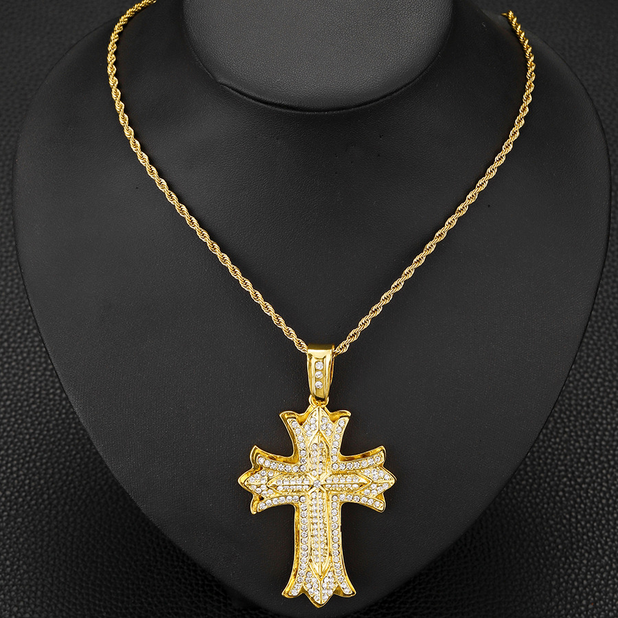 New Big Cross Men's Hip Hop Alloy Necklace Christmas Gift Jewelry_voghion.com