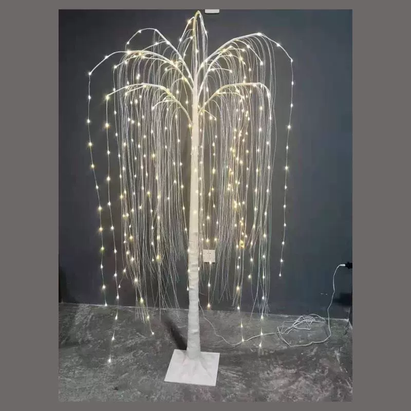 Плавающая бело-желтая фантазийная цветная кедровая игла tree RGB точечный контроль willow лампа LED изменение цвета пульт дистанционного управления рыболовная леска вертикальная ивовая декоративная лампа