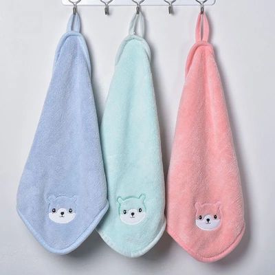 Towel children Wash one's face towel Kerchief water uptake soft Hanging type TOILET kitchen Handkerchief