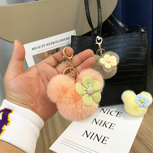 Creative Cartoon Mickey Head Keychain Cute Plush Bag Pendant Car Keychain Pendant Accessories Small Gift