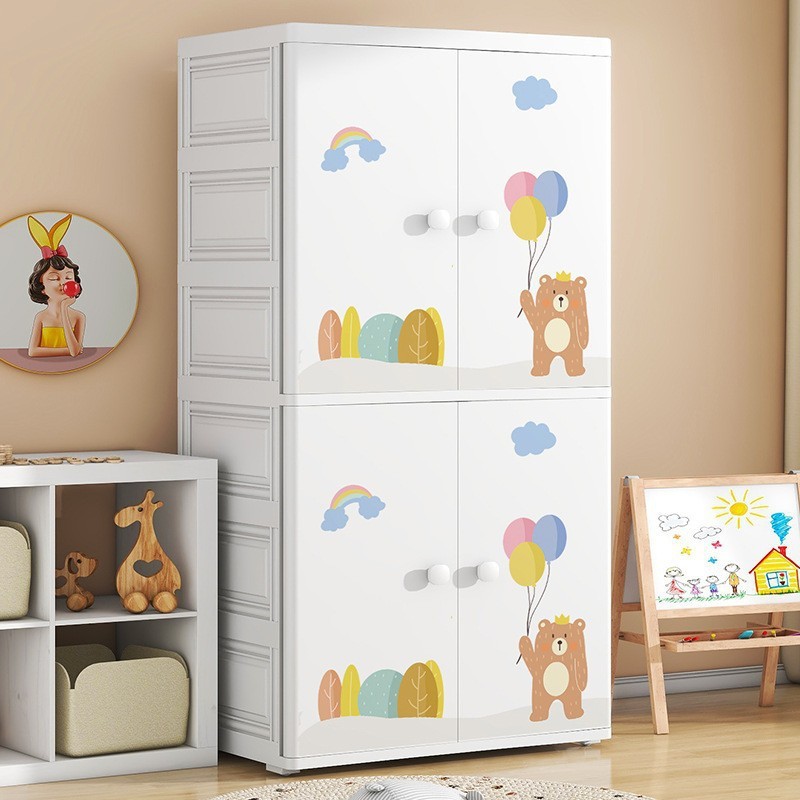 Dormitorio de dos puertas para niños ropa edredón gabinete de almacenamiento tipo cajón para artículos para bebés gabinete de almacenamiento