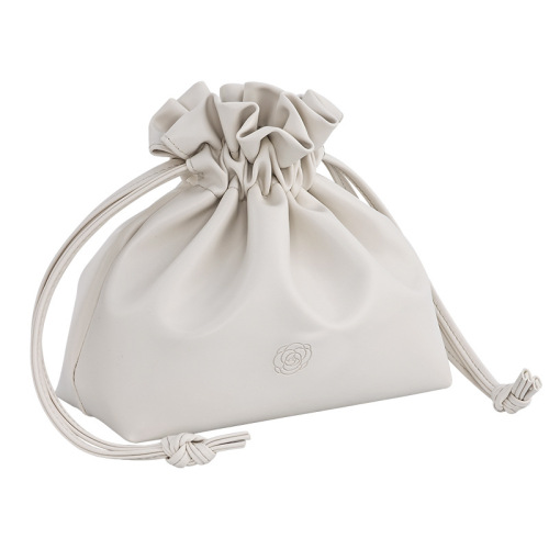 Lazy Person Makeup Bag for Women Portable Large Capacity Travel Storage Bag Drawstring Closure PU Leather Skincare Toiletry Bag