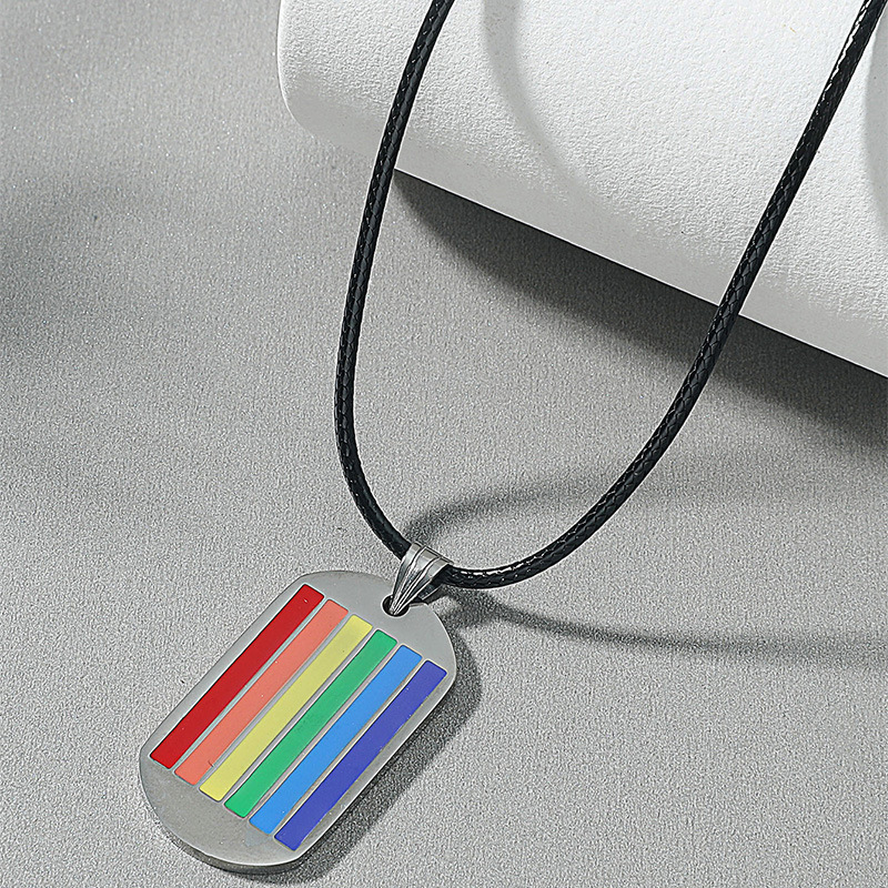 Großhandel Schmuck Mode Sechs-farben-regenbogen-anhänger-edelstahl-halskette Nihaojewelry display picture 1