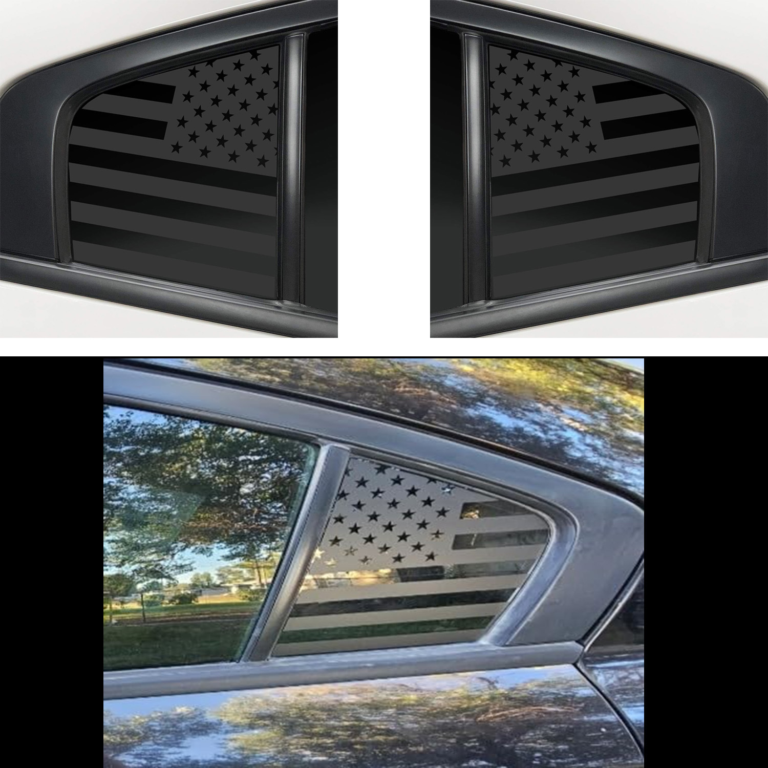 Aplicable para Dodge 2011 - 2022 bandera de los Estados Unidos vinilo ventana decal mate negro contrapeso