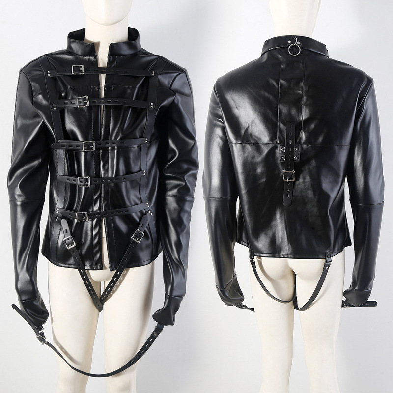 Adult Black Leather Compulsory Bondage Clothing Sexy Bondage Bondage Bondage Clothing Game Supplies Agency Factory