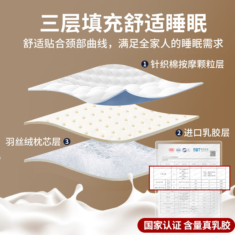 泰国乳胶枕头护颈椎枕芯长方形护颈一对家用天然橡胶单人宿舍学生