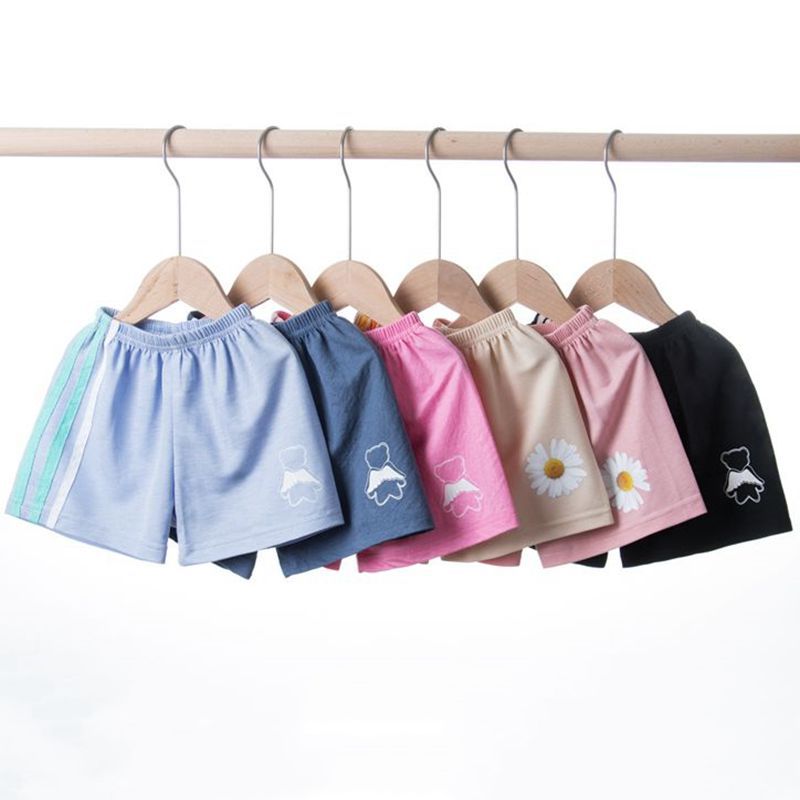 儿童冰丝棉短裤 夏季休闲素色潮范三杆时尚印花男女宝宝运动热裤|ms
