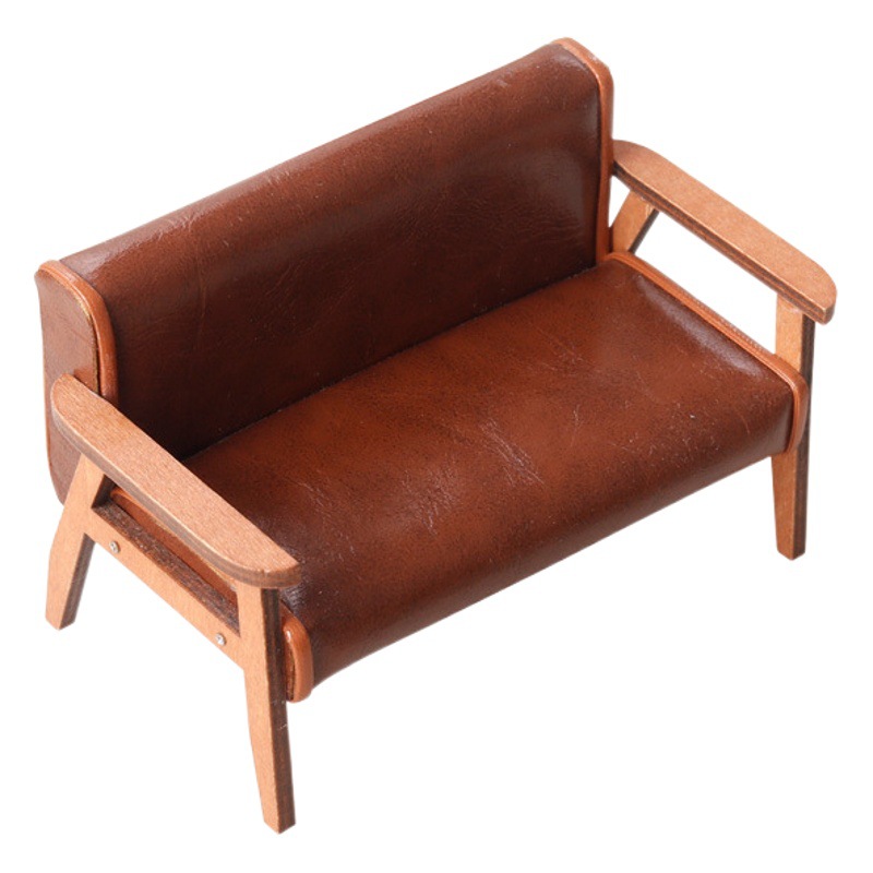 Modelo en miniatura comida y jugar mini sofá Silla de cuero 1:12 puntos ob11 casa muñecas bricolaje