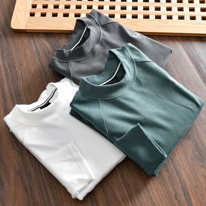 Высокие линии! Самонагревающаяся технология двустороннего Деронга! Внешняя торговля мужская осень и зима, кожа теплая, футболка с длинными рукавами