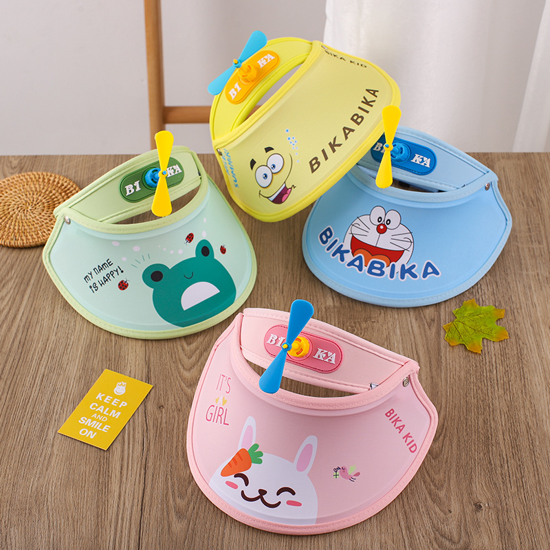 儿童防晒帽夏季薄款风扇帽中男童女童空顶遮阳帽子宝宝大檐太阳帽|ru