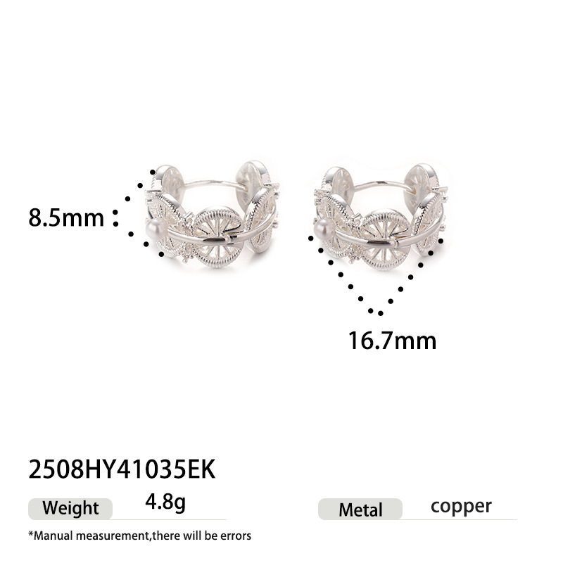 La moda europea y americana simple y alta sensación de orejas de zircon personalidad de encaje universal imitación de perlas pendientes