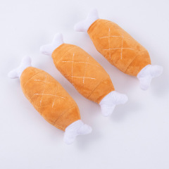 Pet Plush Dog Chew Toy, Barking and Sound Chicken Bone for Teddy French Bulldog, Cats, Satisfying Entertainment Toy, Wholesale