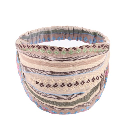 National-style cotton and linen embroidered wide headband, white hair covering headband, head scarf, head cover, hat hair accessory, postpartum hat, women's hair tie