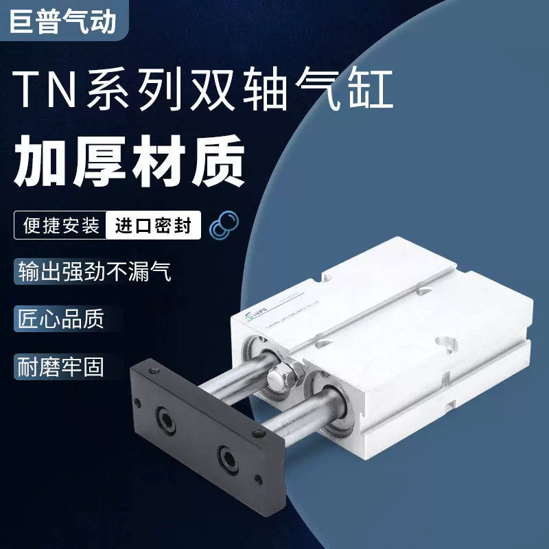 TN系列双轴标准气缸TN10/16/20/25/32超大推力双杆双倍小型气缸