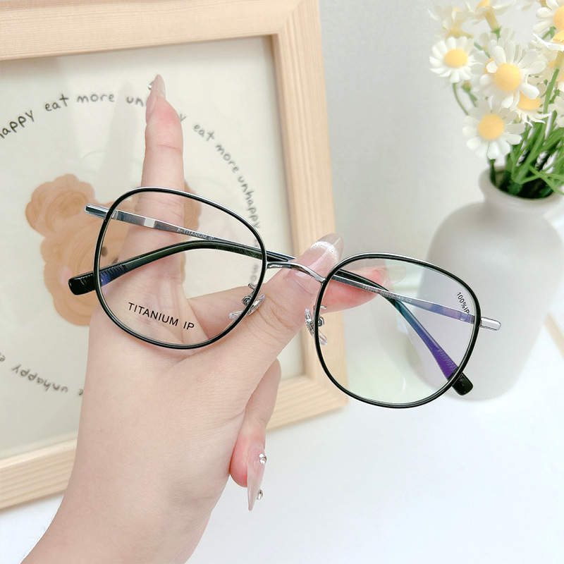 T23906网红ins风轻盈时尚简约小清新哑光配色半钛可配近视眼镜框