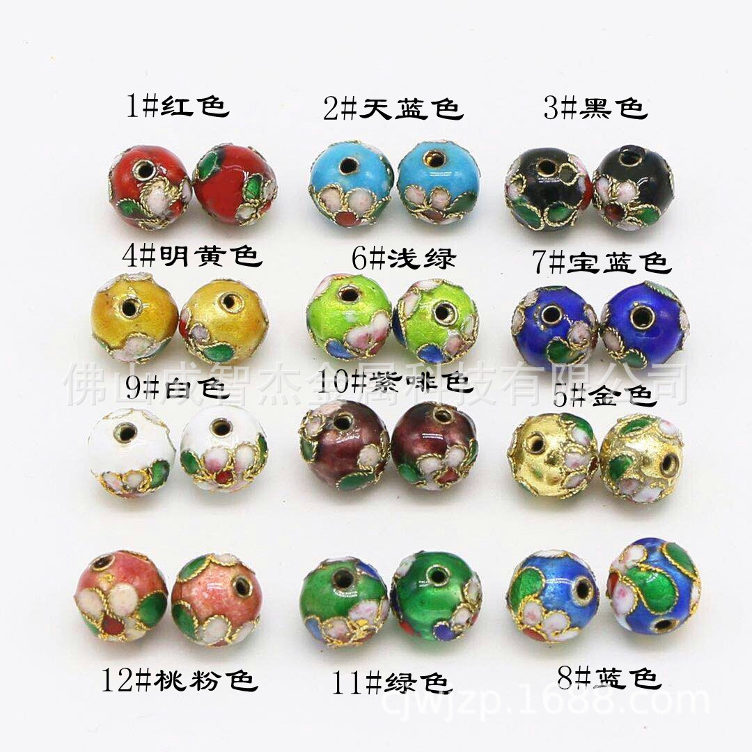 景泰蓝旗袍扣铜线丝脚平珠纽扣古风旗袍唐装DIY盘扣 国风钮扣