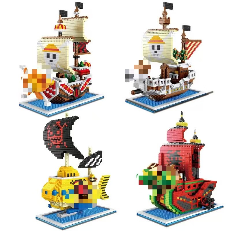 Zms Smart Tree 3446 Qianyang Micro Diamond Small Particles 3445 Building Blocks Pirate Ship Series Assembly Toys
