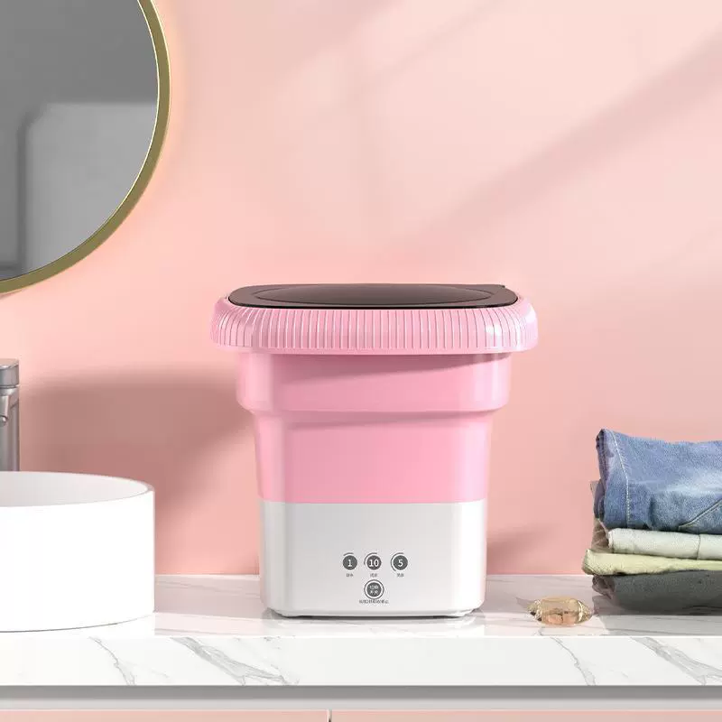 Portable mini washing machine, 6 L / 9 L options, blue‑light antibacterial, auto‑timer, dehydration