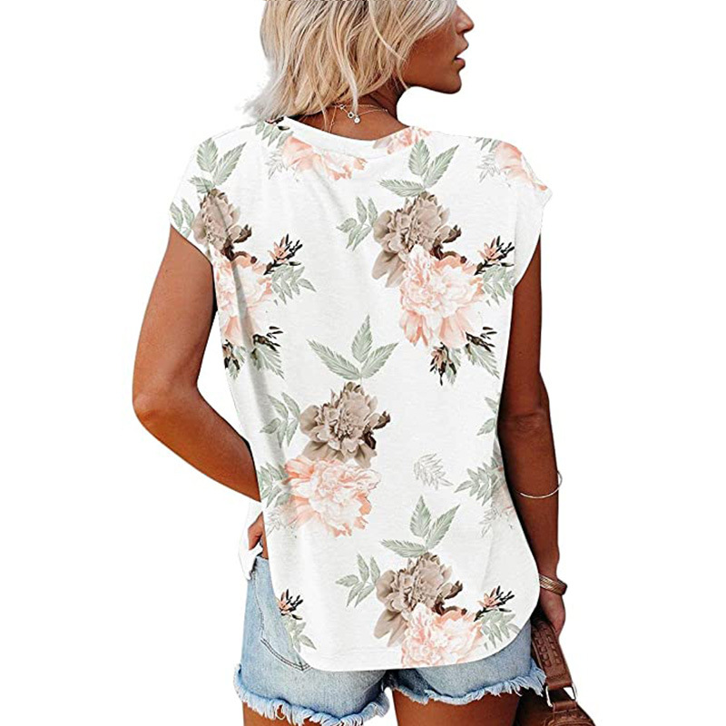 Camiseta de manga corta con estampado de flores y cuello redondo suelto, vendedor al por mayor de ropa de Nihaostyles NSLZ72630