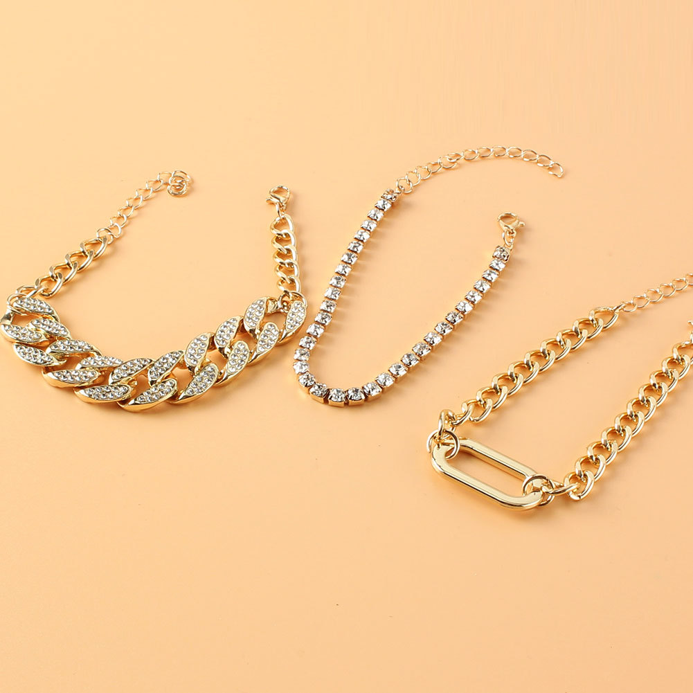 fashion golden Cuban chain full diamond multilayer braceletpicture6