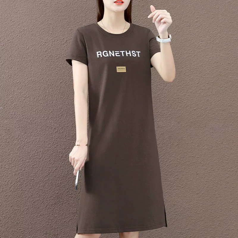 Хлопковое повседневное платье средней и длинной новой летней корейской версии