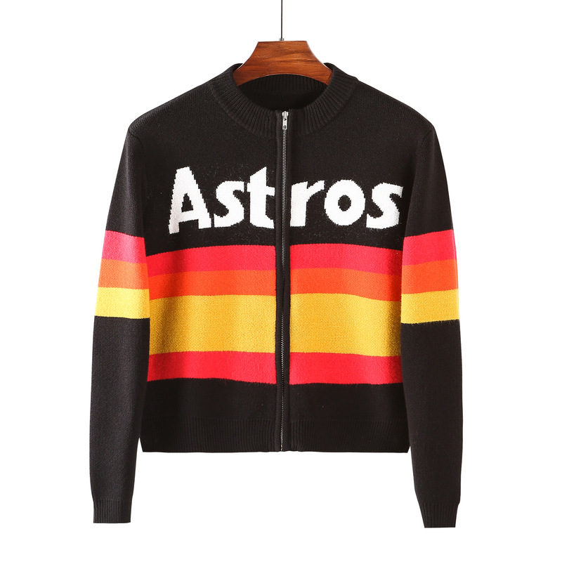 European and American Cross-Border Houston Astros Crew Neck Jacket Jacquard Knit Sweater Baseball Uniform Astros Top