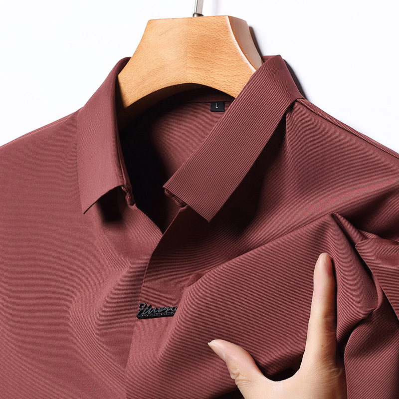 Summer New Short Sleeved T-Shirt For Men's Scissors Flip Fashion Casual Top Solid Color Scarless Shirt Collar Bottom_voghion.com