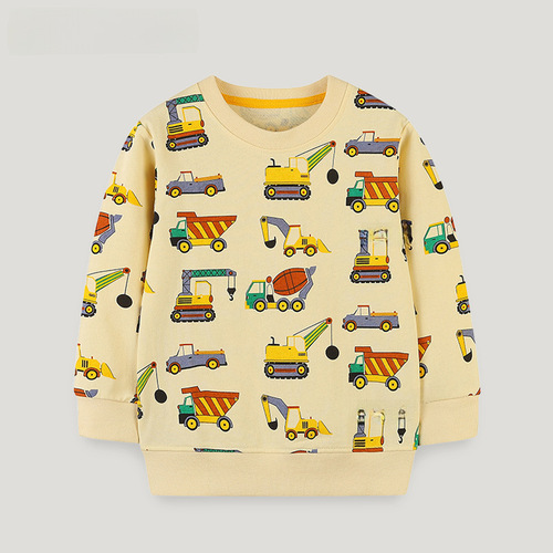 Fall  European and American Style New Medium and Small Children's Sweatshirts with Cartoon Patterns, Round Neck Hoodies for Kids, Baby Long Sleeve Top