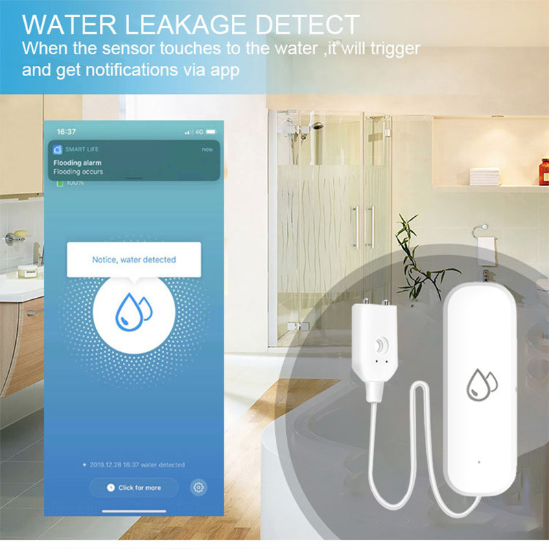 外贸跨境tuya涂鸦ZigBee漏水传感器家用溢水水浸探测器APP报警器|undefined