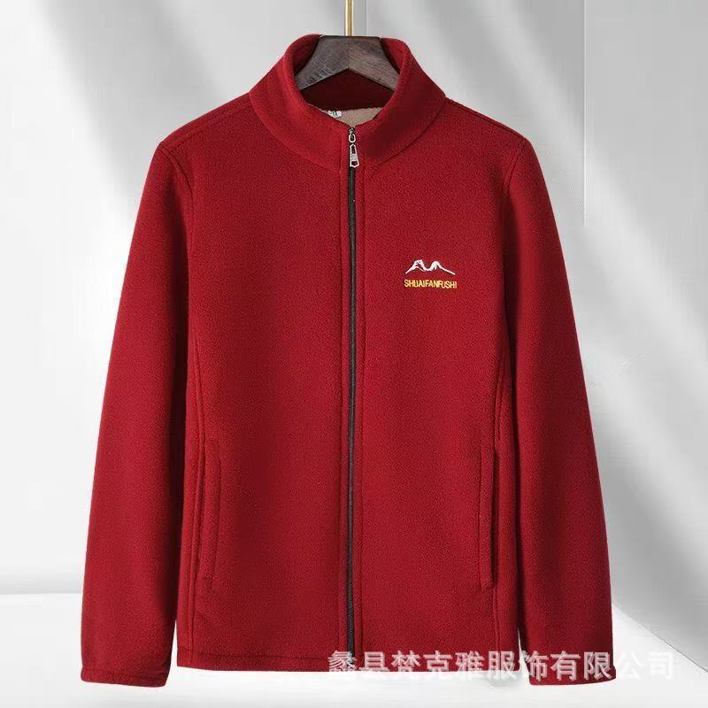 Middle-Aged and Elderly Women's Autumn and Winter Thickened Polar Fleece Cardigan Sweatshirt Jacket Casual Large Size Fleece Jacket Mother's Clothing