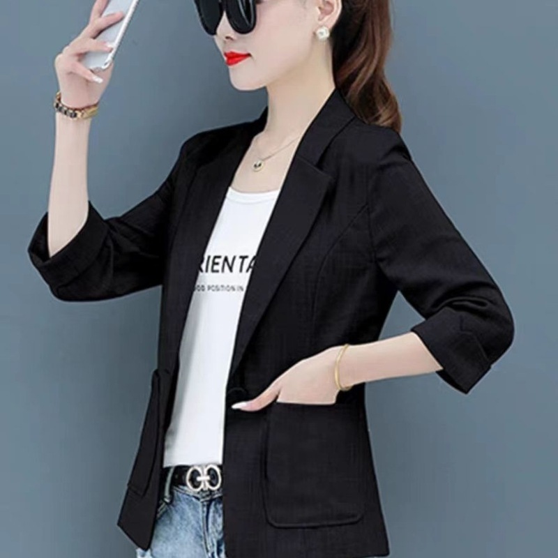 休闲上衣小西装新款防晒外套女2025透气薄款短春秋西服小个子|undefined