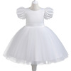 Children's evening dress, small princess costume, skirt with bow, European style, puff sleeves, tutu skirt