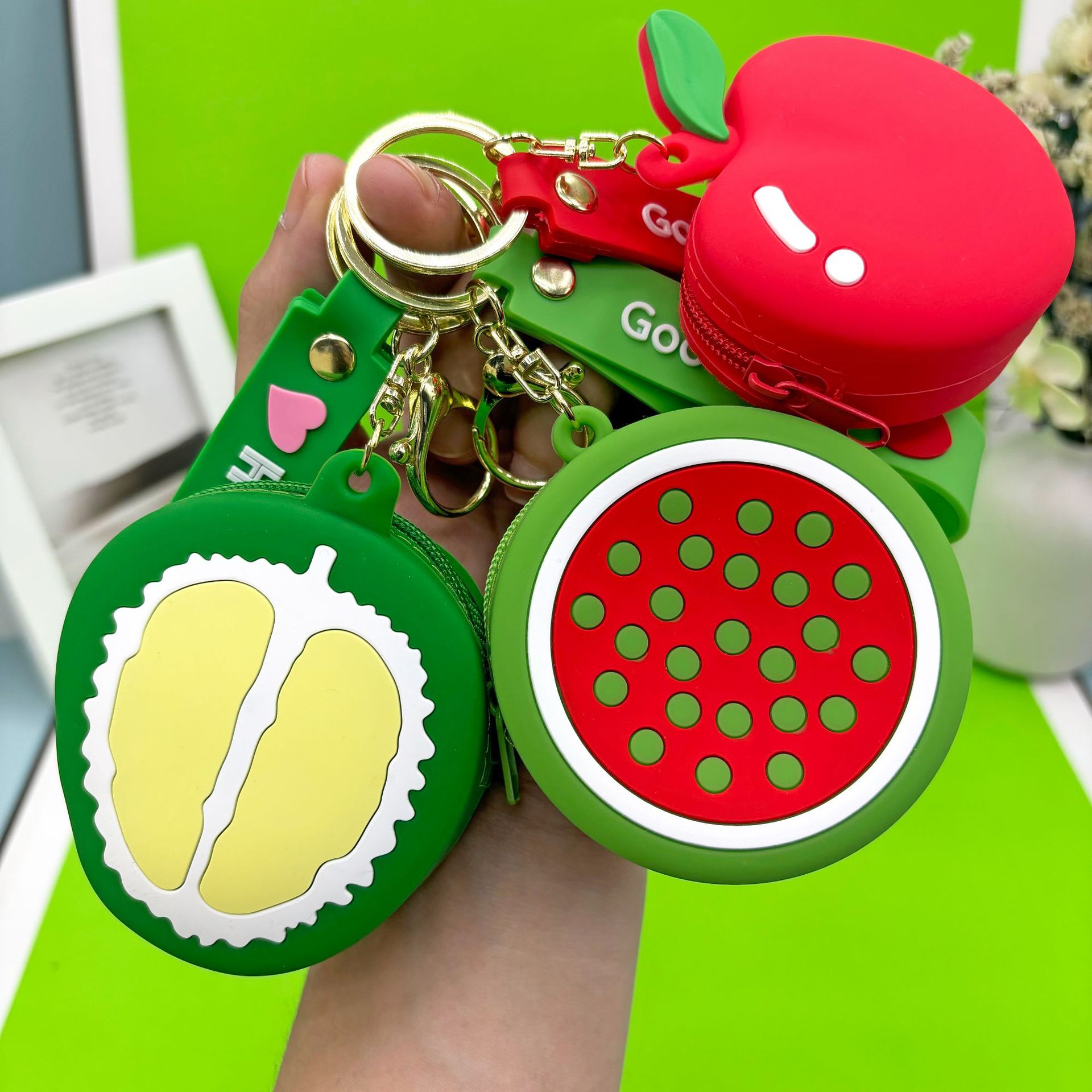 45g Weight Zipper Closure Type Coin Purse Bags Type 1 Piece Quantity Holiday, Daily Occasion Silica Gel Material Fruit Pattern All Seasons Season Women's Gender Cute Style Round Shape Women's Fruit Silica Gel Zipper Coin Purses 1