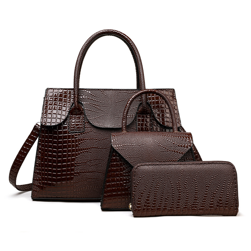 Bolsas de mujer transfronterizas nuevas bolsas de comercio exterior retro tres piezas bolsas de mano con patrón de lagarto bolsas de hombro
