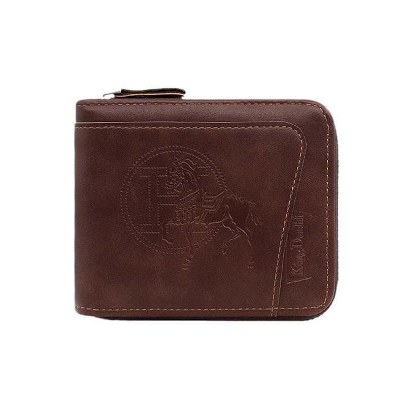 Nuevos hombres de la cadena de la cartera europea y americana retro estilo Horizontal cremallera bolsa moda corto tarjeta bolsa de la moneda bolsa al por mayor