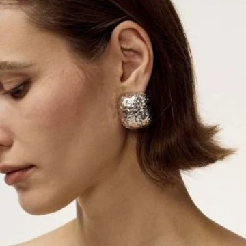 Geometric square earrings, European style, silver 925 sample