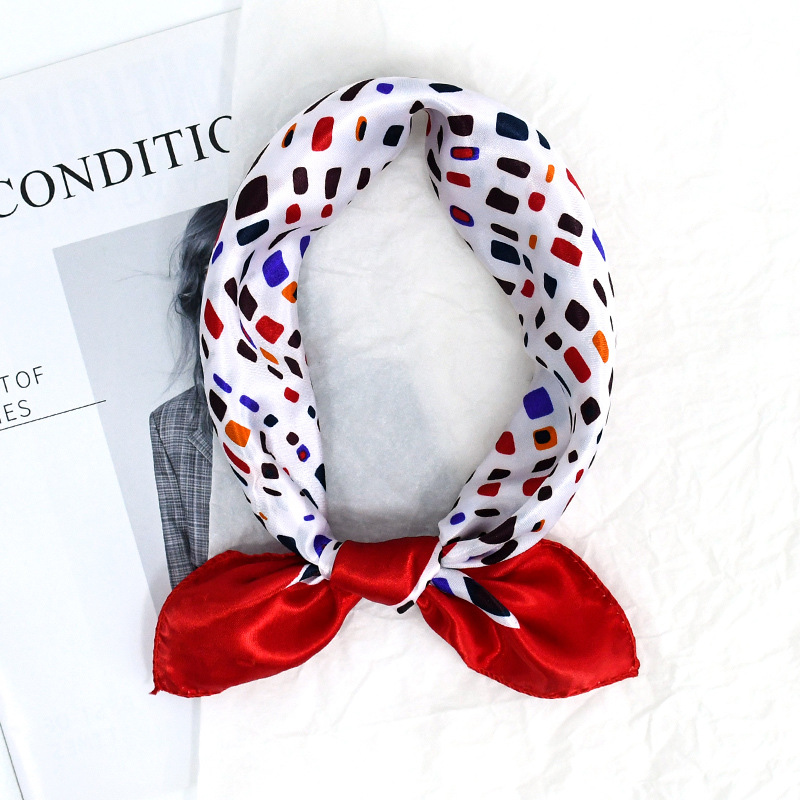 50 toallas cuadradas francesas retro punto de onda de color contraste de moda para proteger el cuello con patrón de cuello de seda de alta calidad bufandas