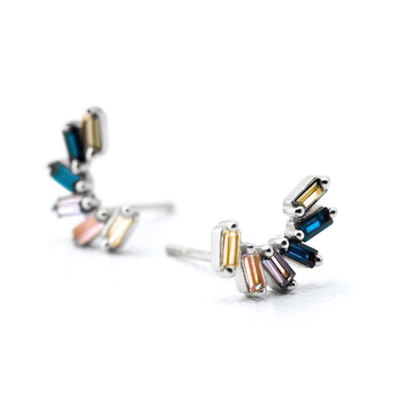 Personality Simple Multi-color Zircon Copper Earrings Jewelry display picture 2